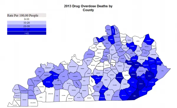 2013 drug overdose deaths by county in kentucky