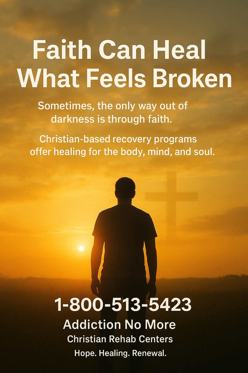 Faith Can Heal What Feels Broken”

Sometimes, the only way out of darkness is through faith. ✝️

Christian-based recovery programs offer healing for the body, mind, and soul.

You don’t have to face addiction alone — let faith guide your way home.

📞 1-800-513-5423
Addiction No More – Christian Rehab Centers
Hope. Healing. Renewal. 