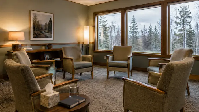 Group therapy room at an addiction treatment center