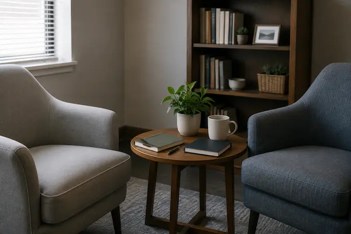 Private counseling room for mental health and substance use treatment