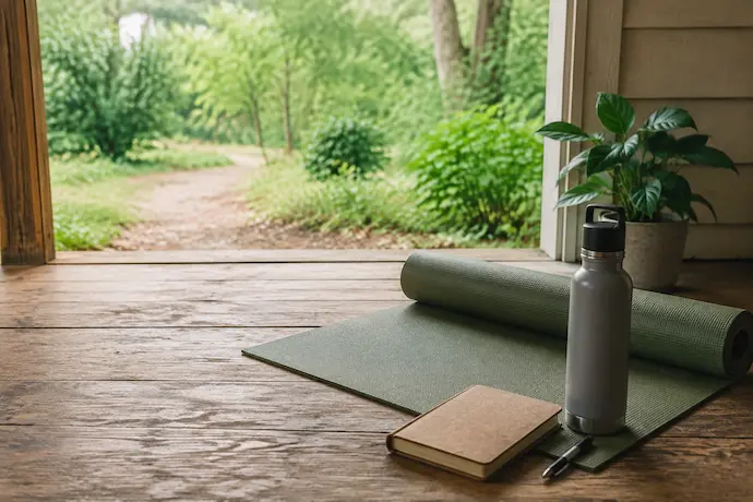 Yoga mat and journal representing holistic addiction treatment
